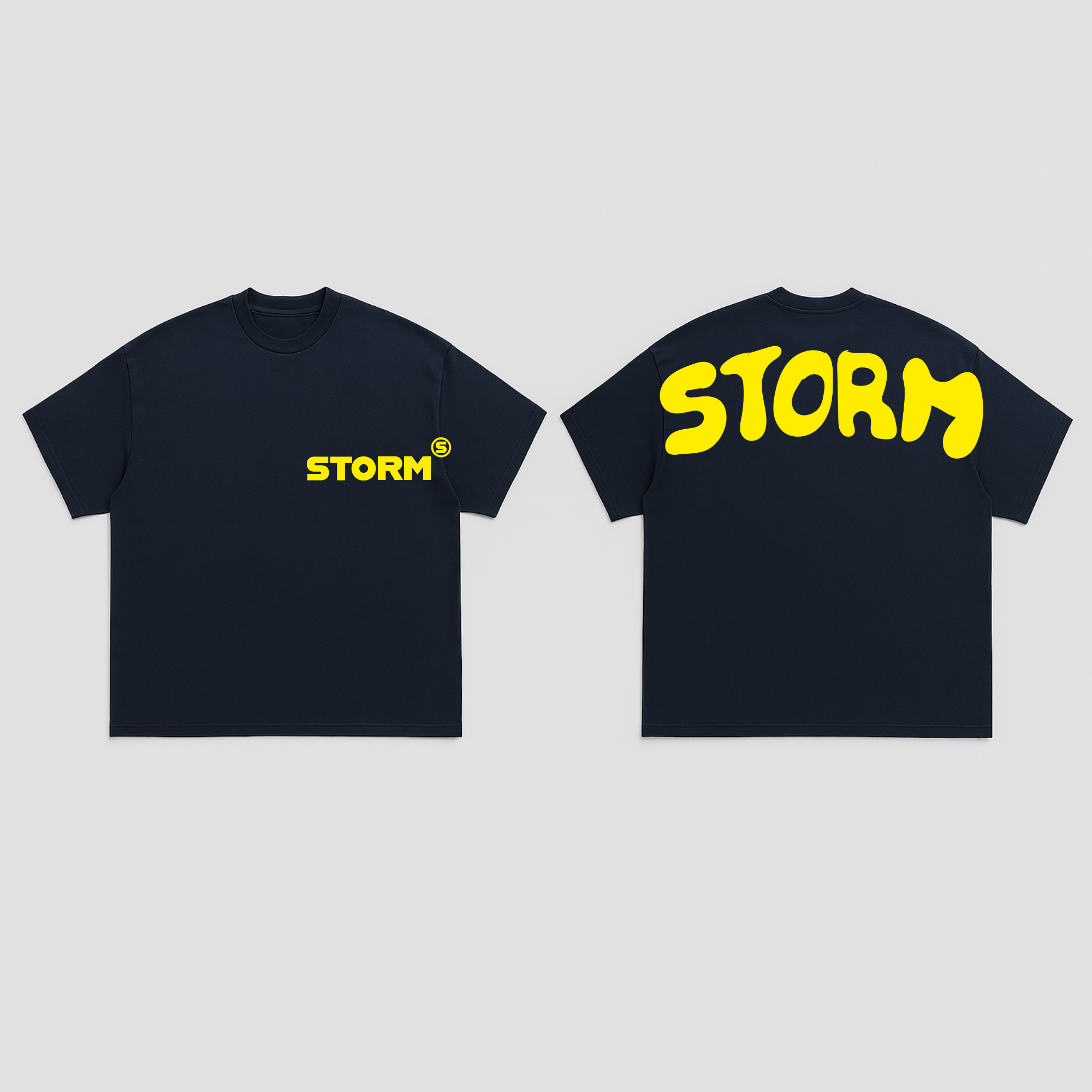 Yellow Storm Ovesized Dark Blue T-shirt